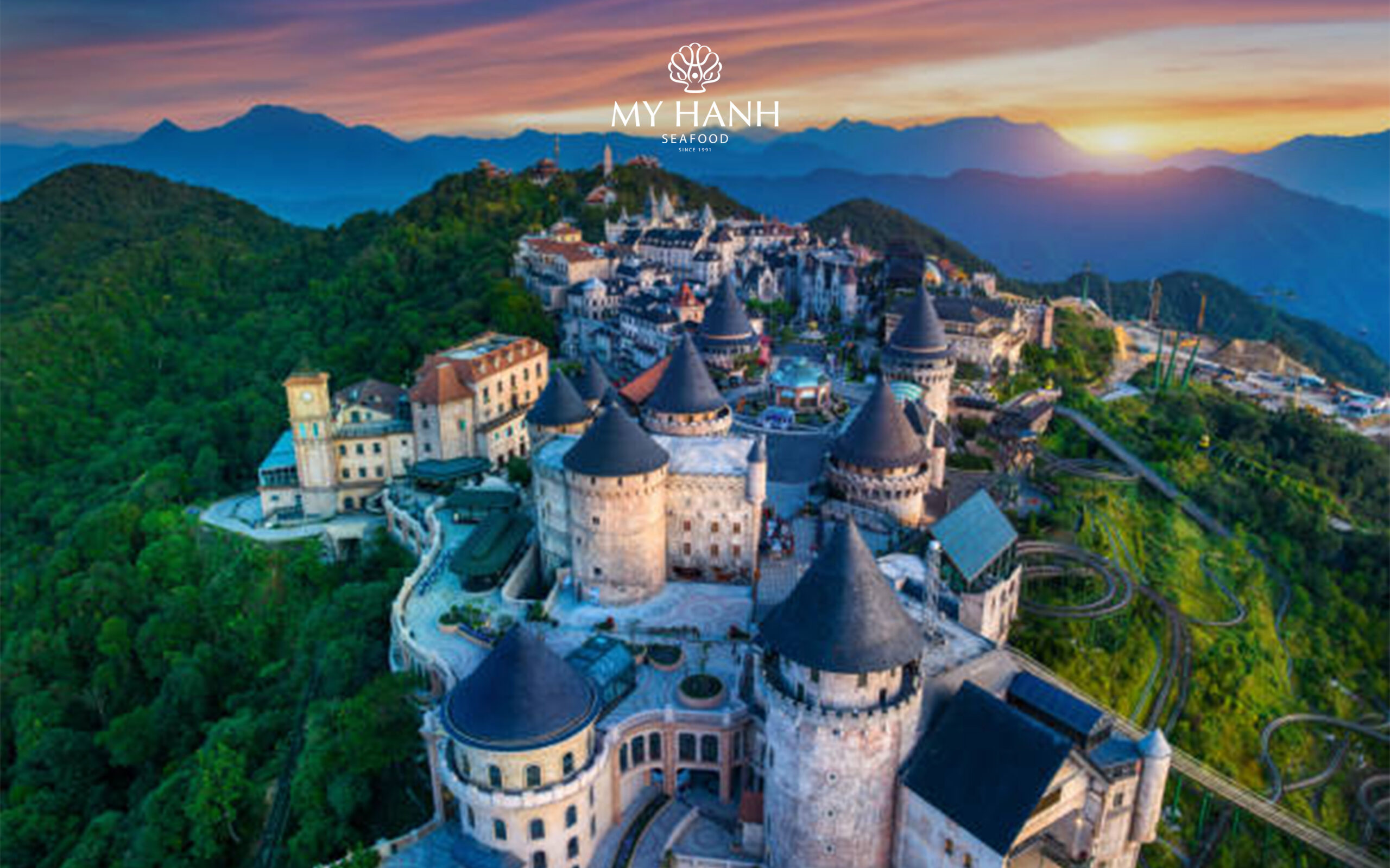 Hoàng hôn tại Làng Pháp Bà Nà Hills - Du lịch Đà Nẵng tháng 8