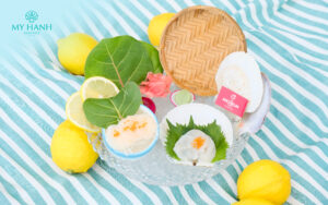 Sashimi sò điệp Nhật Hokkaido phủ chanh vàng